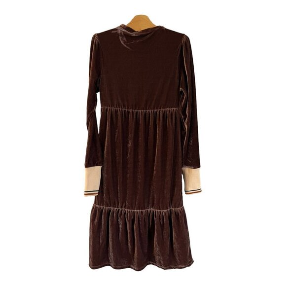 Like Flo Taupe Velvet Dress Brand New Tiered - Picture 3 of 6